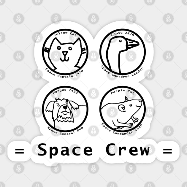 Space Crew 2420 Cat Goose Dog Rat Line Drawing Sticker by ellenhenryart